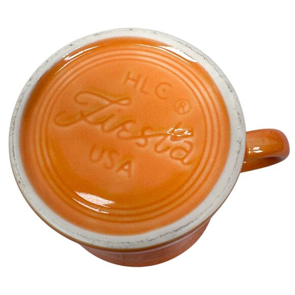 Fiesta Coffee Mugs 3.5" Tangerine Lot of 2 Orange Ceramic Ring Handle Fiestaware - Picture 7 of 8